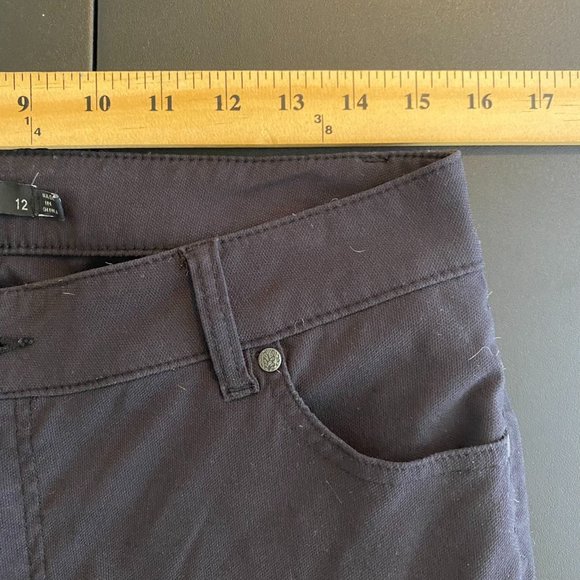 Prana "Brenna" Black Twill Moto Pants, Skinny Leg, Mid-Rise, Size 12 - Picture 7 of 10